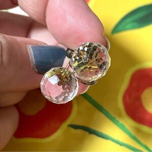 Vintage antique faceted crystal & goldtone screwback earrings